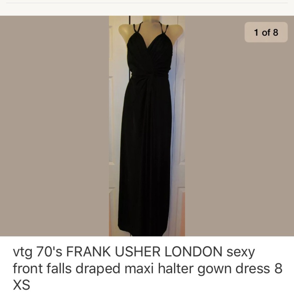 Vintage FRANK USHER maxi evening draped dress XS